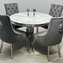 Saira marble dining table with four chairs