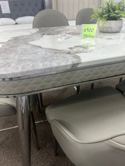 Marble dining table with six chairs