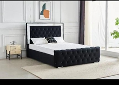 Plush velvet complete glass mirror bed frame