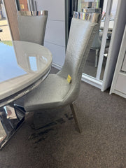 Round marble dining table with 4 chairs