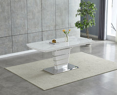 Marble sintered stone extendable dining table with durable surface and modern design.