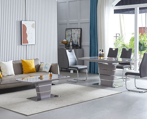Marble sintered stone extendable dining table with durable surface and modern design.