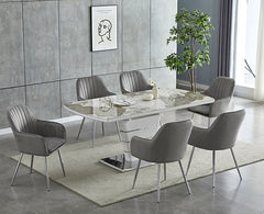 Marble sintered stone extendable dining table with durable surface and modern design.