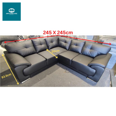 Leather sofa corner black