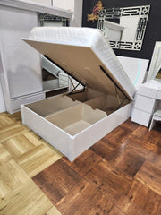 Wooden bed with led & built-in speaker