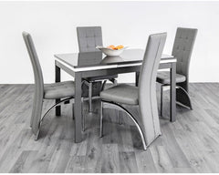 Husty glass dining table with six chairs