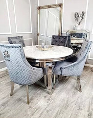 Round marble dining table with four chair
