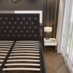 Plush velvet complete glass mirror bed frame