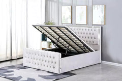 Plush velvet complete glass mirror bed frame