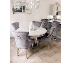 Round marble dining table with four chair