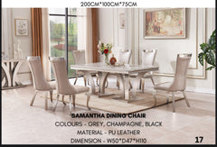 Samantha marble dining table with six chairs