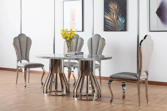 Lorcan dining table high gloss with four chairs