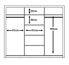 Chicago 250cm wardrobe mirror on middle door