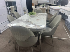 Marble dining table with six chairs