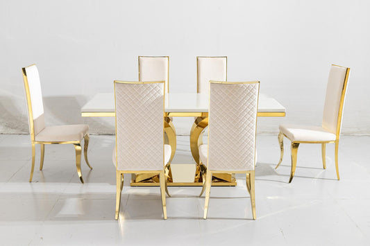 Ash Marble dining table with Royal chairs