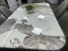 Marble dining table with six chairs