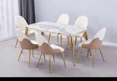 Luxe marble dining table with chairs