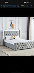 Plush velvet complete glass mirror bed frame