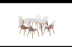 Luxe marble dining table with chairs