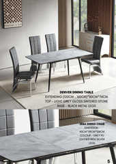 Sintered stone Alexa dining table with six chairs featuring premium materials and elegance.