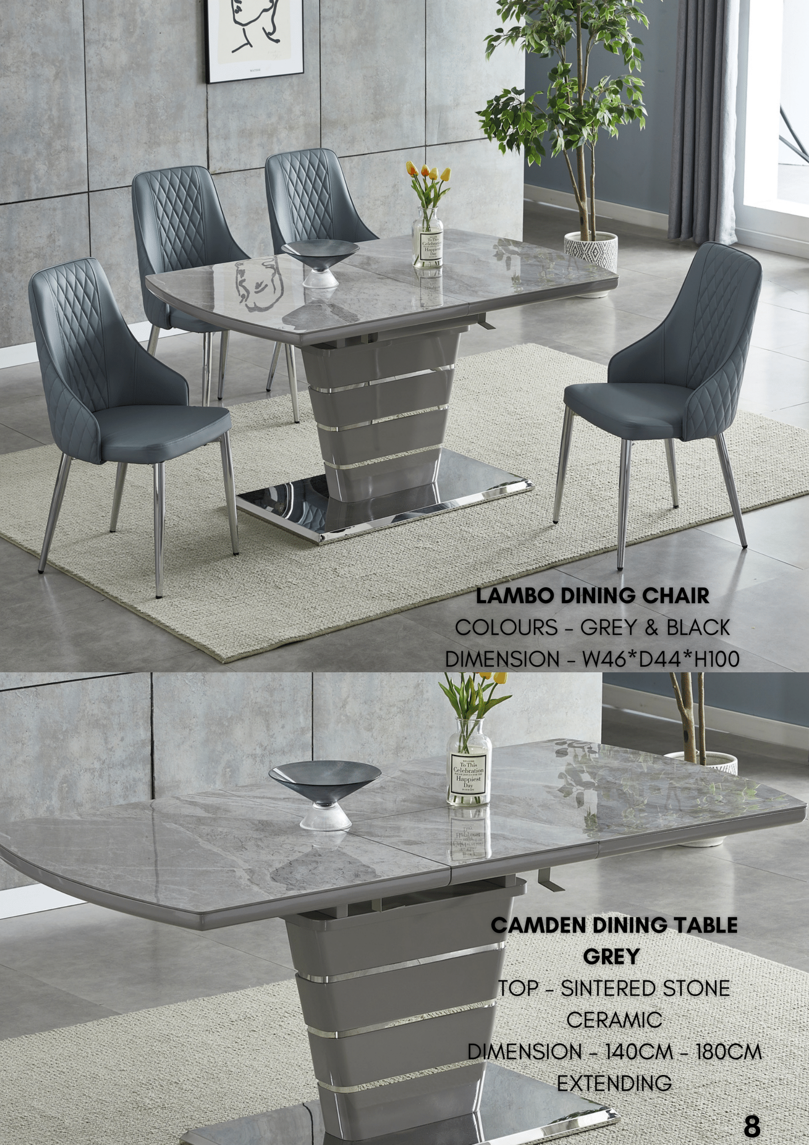 Marble sintered stone extendable dining table with durable surface and modern design.