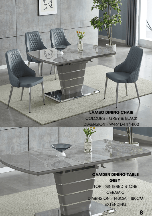 Marble sintered stone extendable dining table with durable surface and modern design.