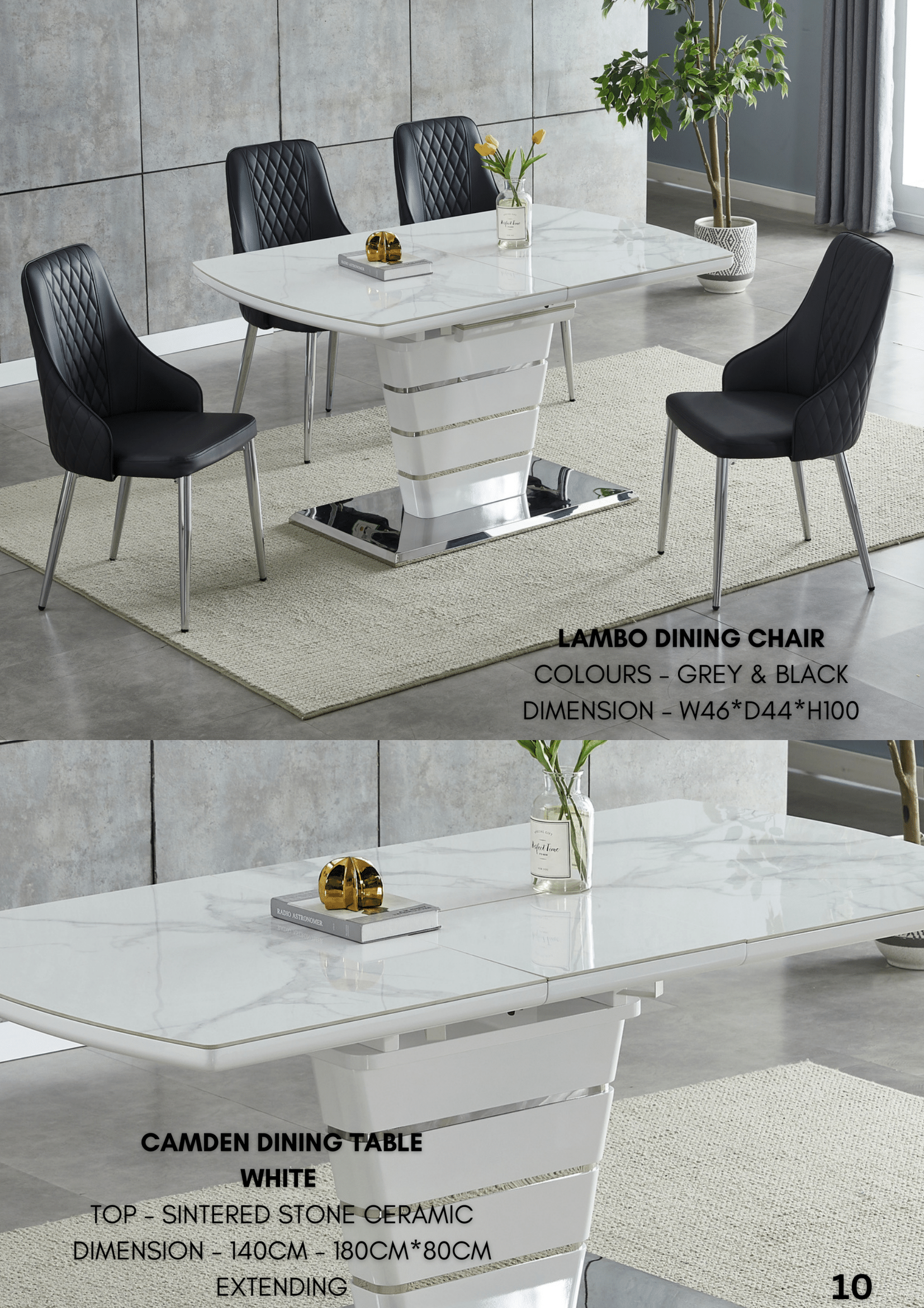 Marble sintered stone extendable dining table with durable surface and modern design.