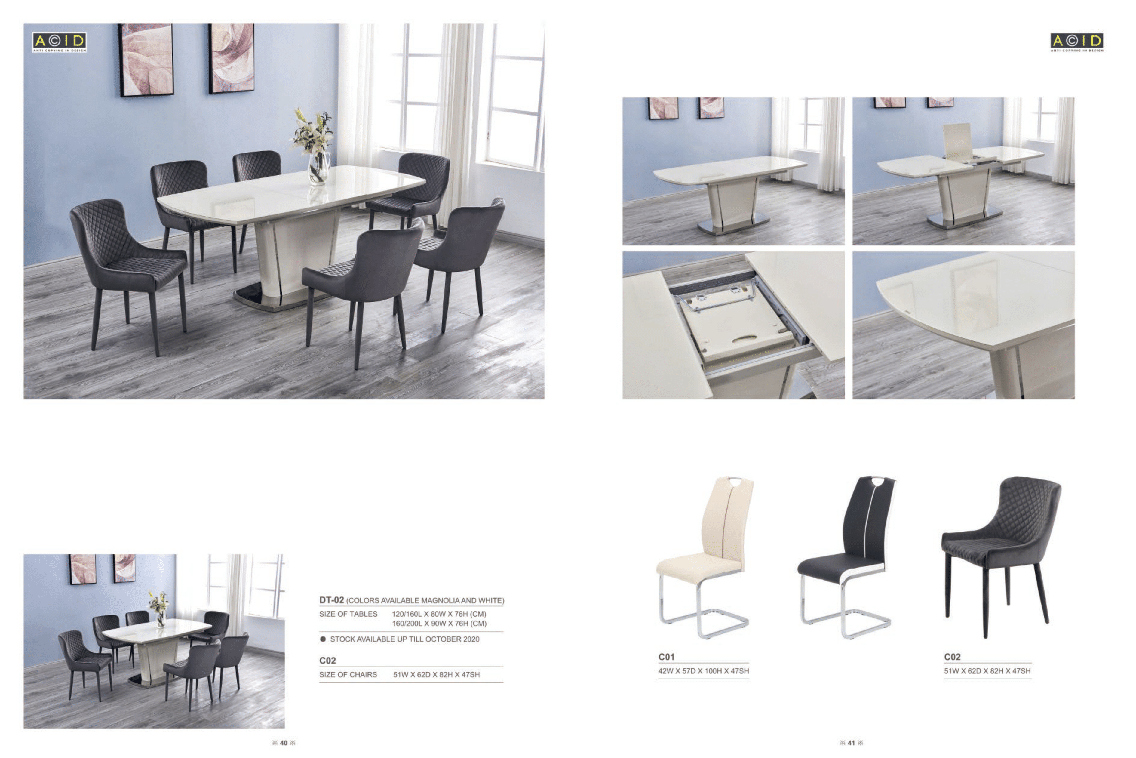 Sintered stone extendable dining table with six chairs for modern dining spaces.