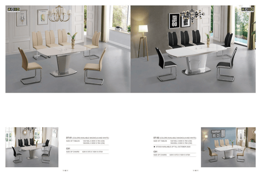 Marble dining table with six chairs featuring elegant design and comfortable seating.