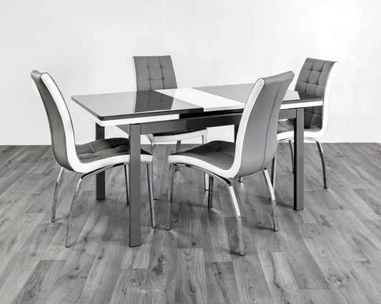 Husty glass dining table with six chairs