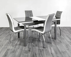 Husty glass dining table with six chairs
