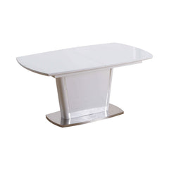 Marble dining table with six chairs featuring elegant design and comfortable seating.