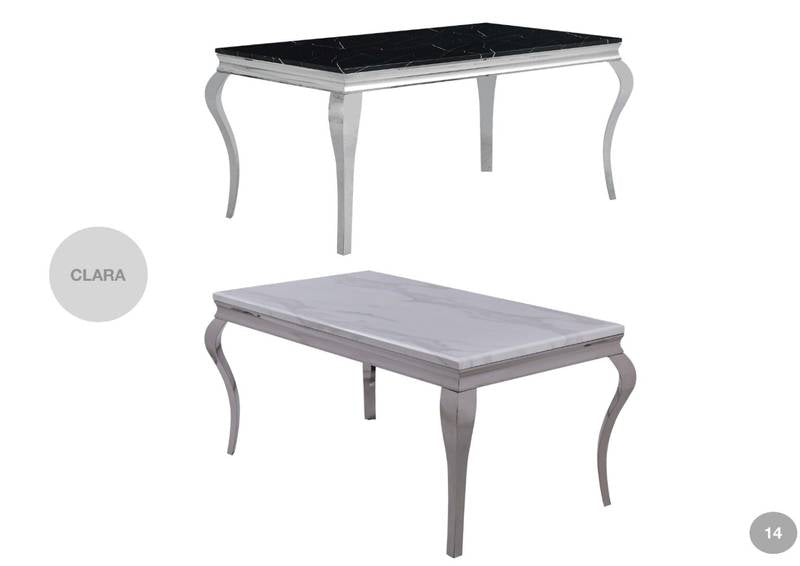 Alana original marble dining table with chairs featuring luxury design and comfort.