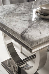 Charisma original marble dining table with 6 plush valvet chairs