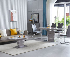 Marble sintered stone extendable dining table with durable surface and modern design.