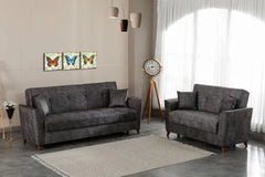 Sonance of a bed in grey in suede click clack 3 seater sofa bed