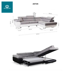 Lshape anton sofa bed left arm side