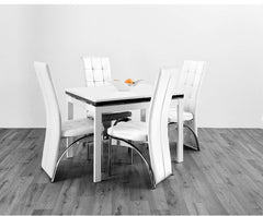 Husty glass dining table with six chairs