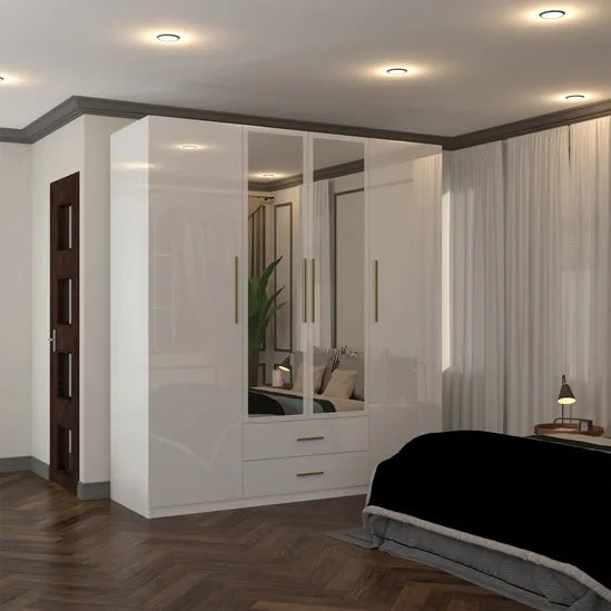 Modern Wardrobe 4 Door High Gloss
