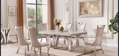 Samantha marble dining table with six chairs