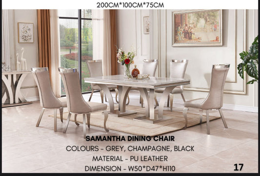 Samantha marble dining table with six chairs