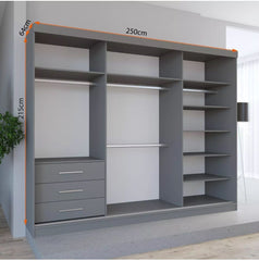 Chicago 250cm wardrobe mirror on middle door