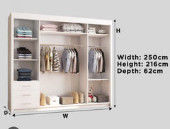 Chicago full mirror 250cm wardrobe