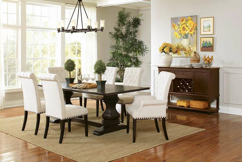 Solid wood dining table with 6 chairs
